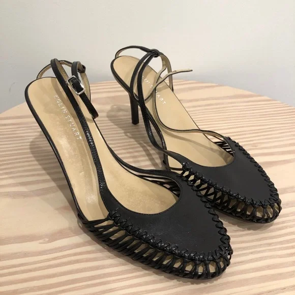 Colin Stuart Leather ankle strappy heel black 8 - Picture 13 of 13